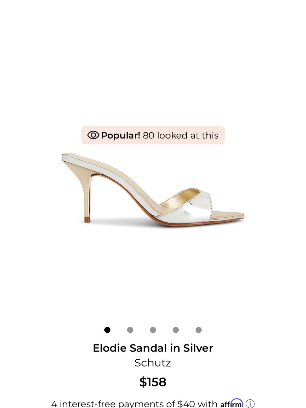 SCHUTZ Elodie Metallic Silver Slide Sandal